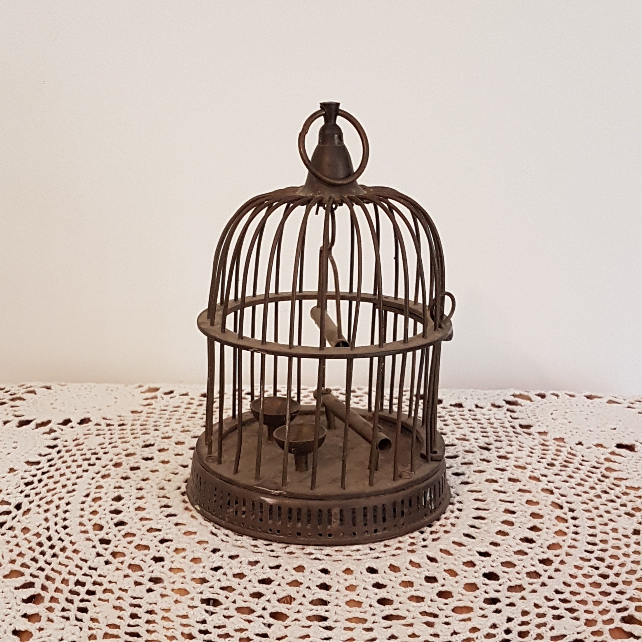 Vintage Solid Brass Decorative Bird Cage, Hanging Pot Planter