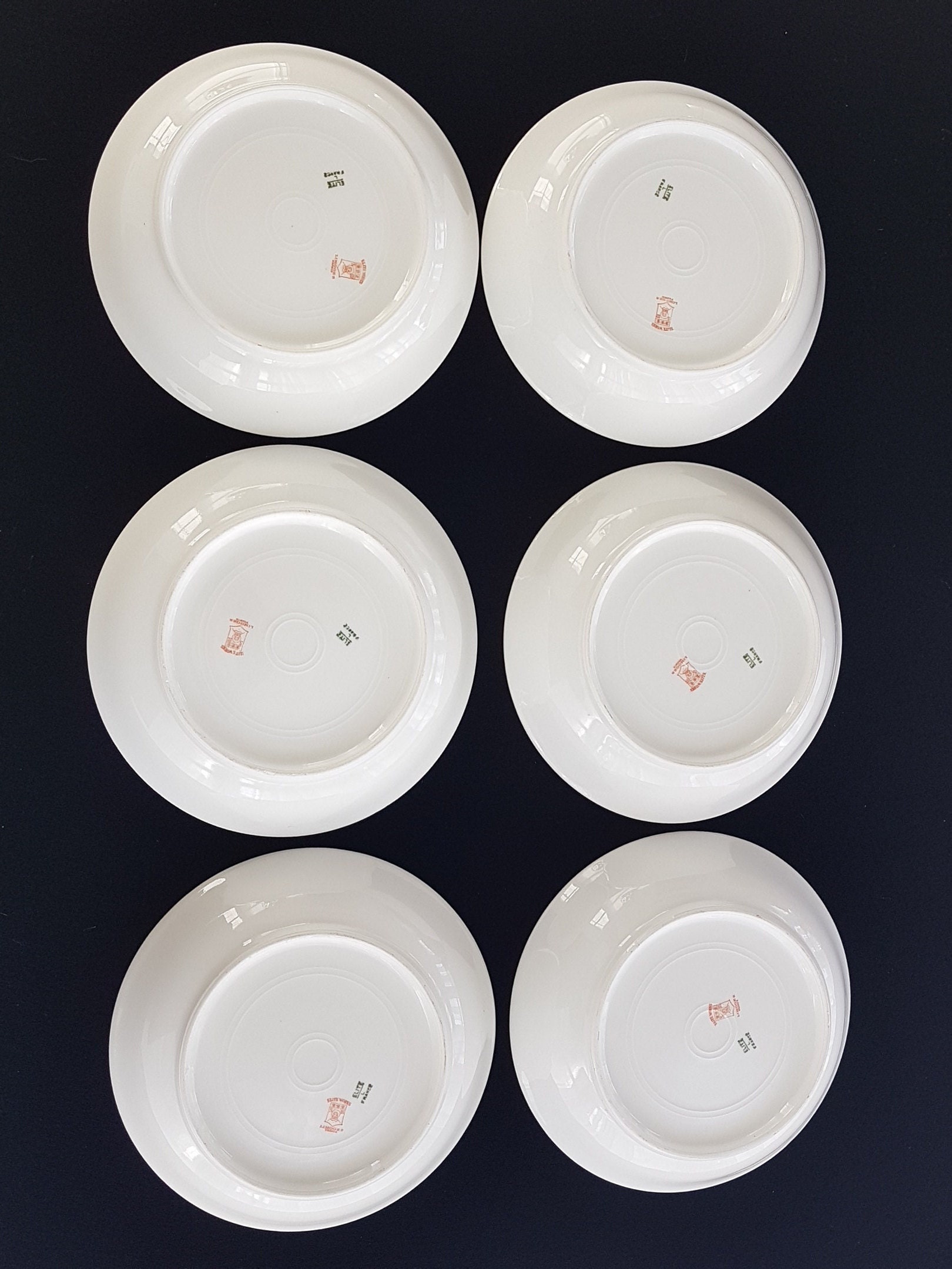 Limoges Elite Works Shallow Soup Bowls, Set of 6, Pasta Bowls, Antique
