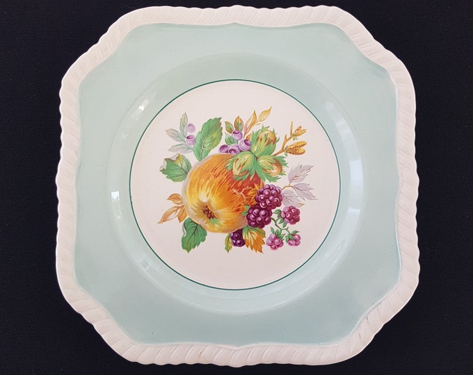 Johnson Brothers, CALIFORNIA Square Salad Plate, 7.75 Inch, Aqua Rim, Made in England, PER PLATE