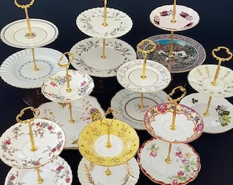 CHOICE of 2 Tier Cake Stand, English Bone China, Afternoon Tea Party Decor, Gift for Her