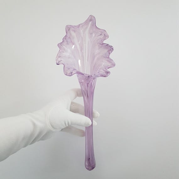 Purple Blown Glass Single Flower Bud Epergne Vase