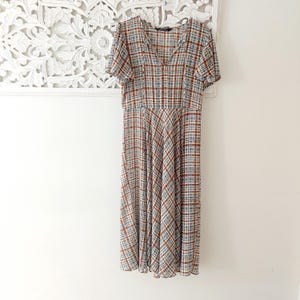 Women Vintage Brown Check Dress - Etsy