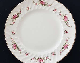 Ridgway Rose Marie Ironstone Dinner Plates, Pink Rose Swags, Set of 2