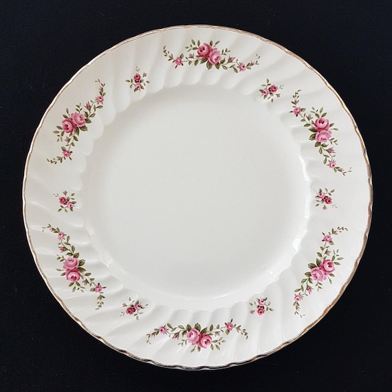 Ridgway Rose Marie Ironstone Dinner Plates, Pink Rose Swags, Set of 2