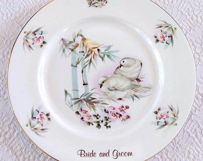 Vintage Harleigh England Love Song Bride & Groom Love Birds Bone China Display Plate
