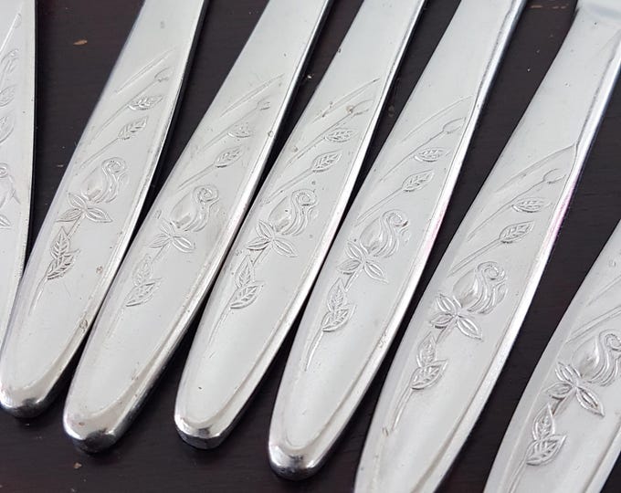24pc Towne Hall TH1 Rosebuds Stainless Korea Cutlery Set for 6