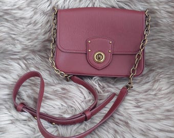 Ralph Lauren Millbrook Chain Crossbody Burgundy Leather Handbag Merlot Small Designer Purse
