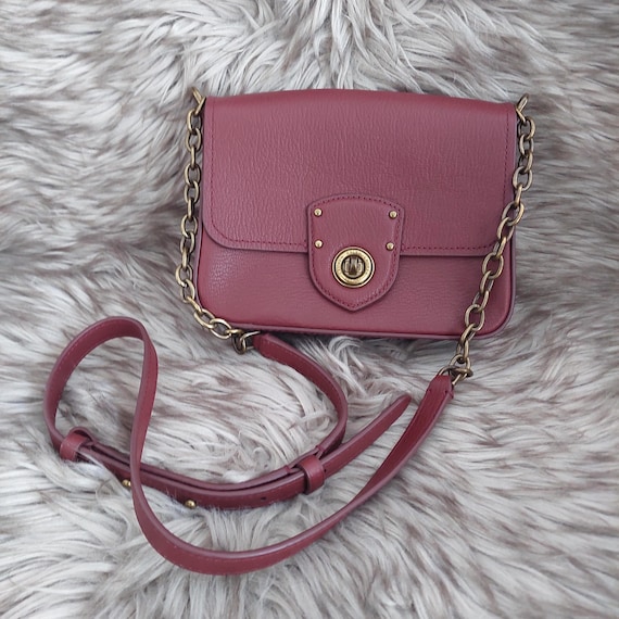 Ralph Lauren Millbrook Chain Crossbody Burgundy Leather Handbag Merlot Small Designer Purse