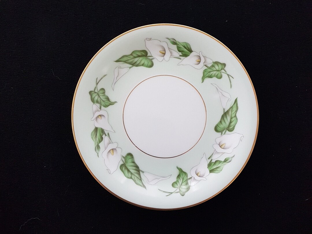 Noritake China ADRIENNE 5143 Side Plates, Set of 4, Green Rim With