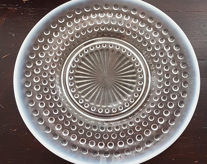5 Anchor Hocking Moonstone Clear Opalescent Hobnail Dessert Plates