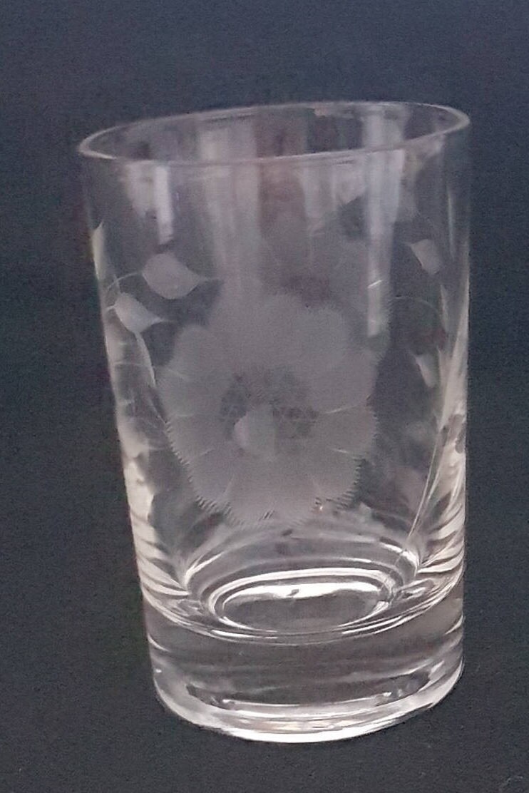 Cornflower Etched Juice Glasses, Set of Four