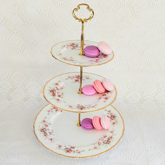 Vintage Paragon Royal Albert Victoriana Rose 3 Tier Cake Stand Afternoon Tea Display