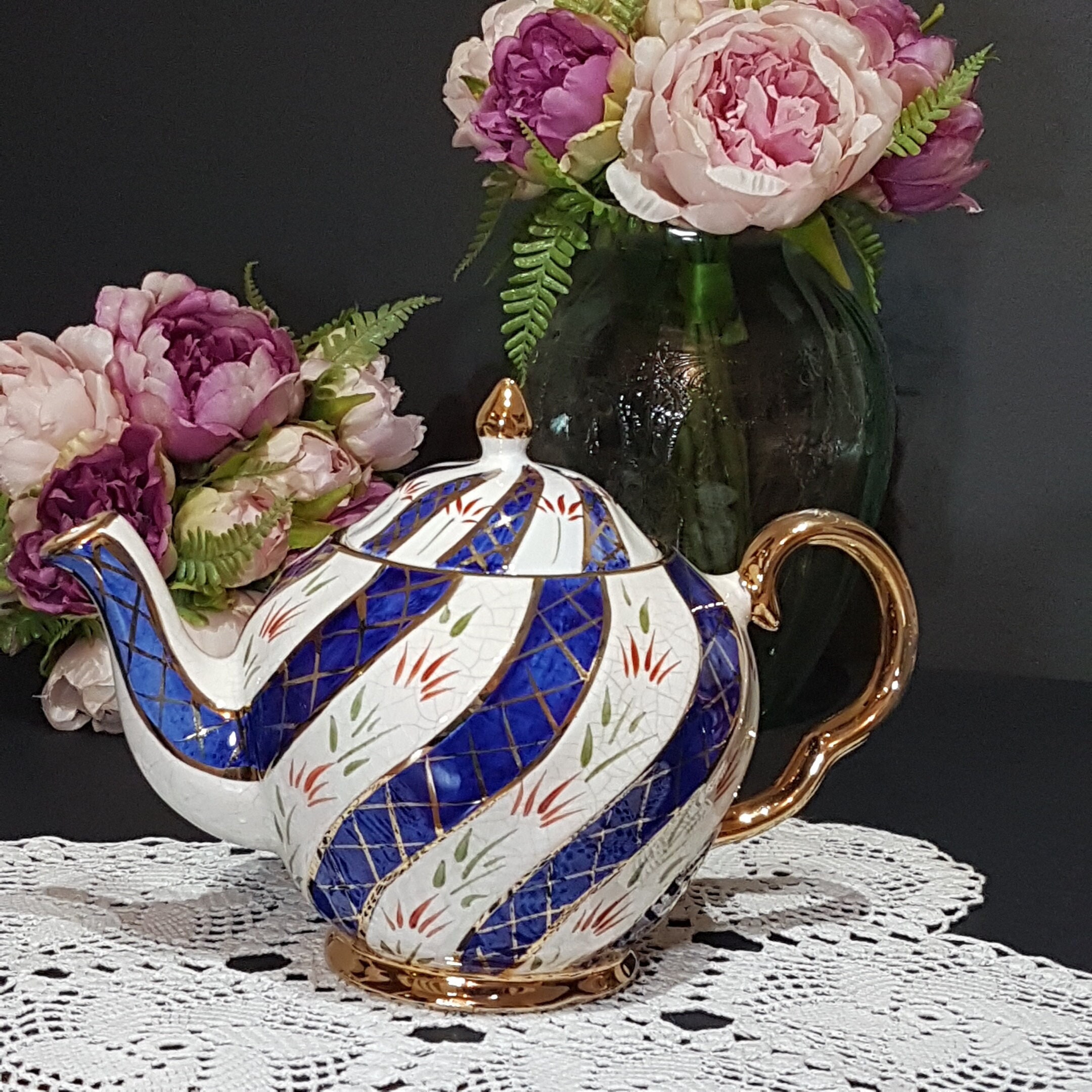 Price Kensington Vintage Teapot, 4 Cup Capacity, Cobalt Blue Swirl