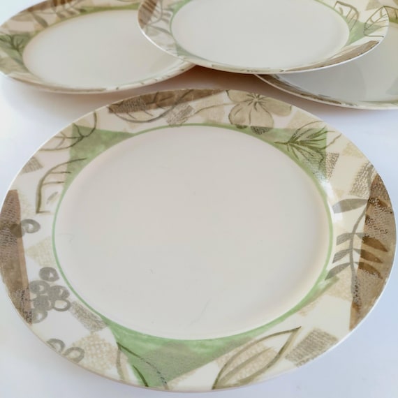 Discontinued Corelle Impressions "Textured Leaves" Dinner Plates - Set of 4, 10.25"