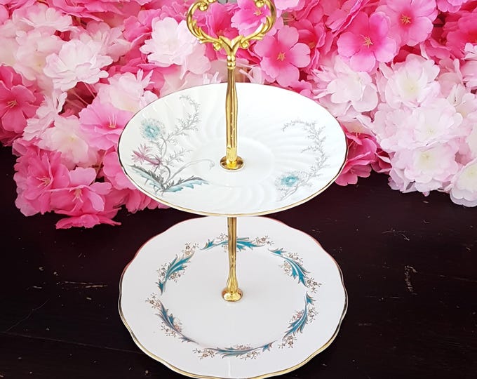 Elegant 2-Tier Bridgerton-Inspired Stand for Tea Parties, Desserts, and Jewelry Display