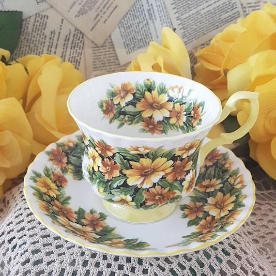 1970s Royal Albert Marguerite Bone China Tea Cup and Saucer - Fragrance Series England