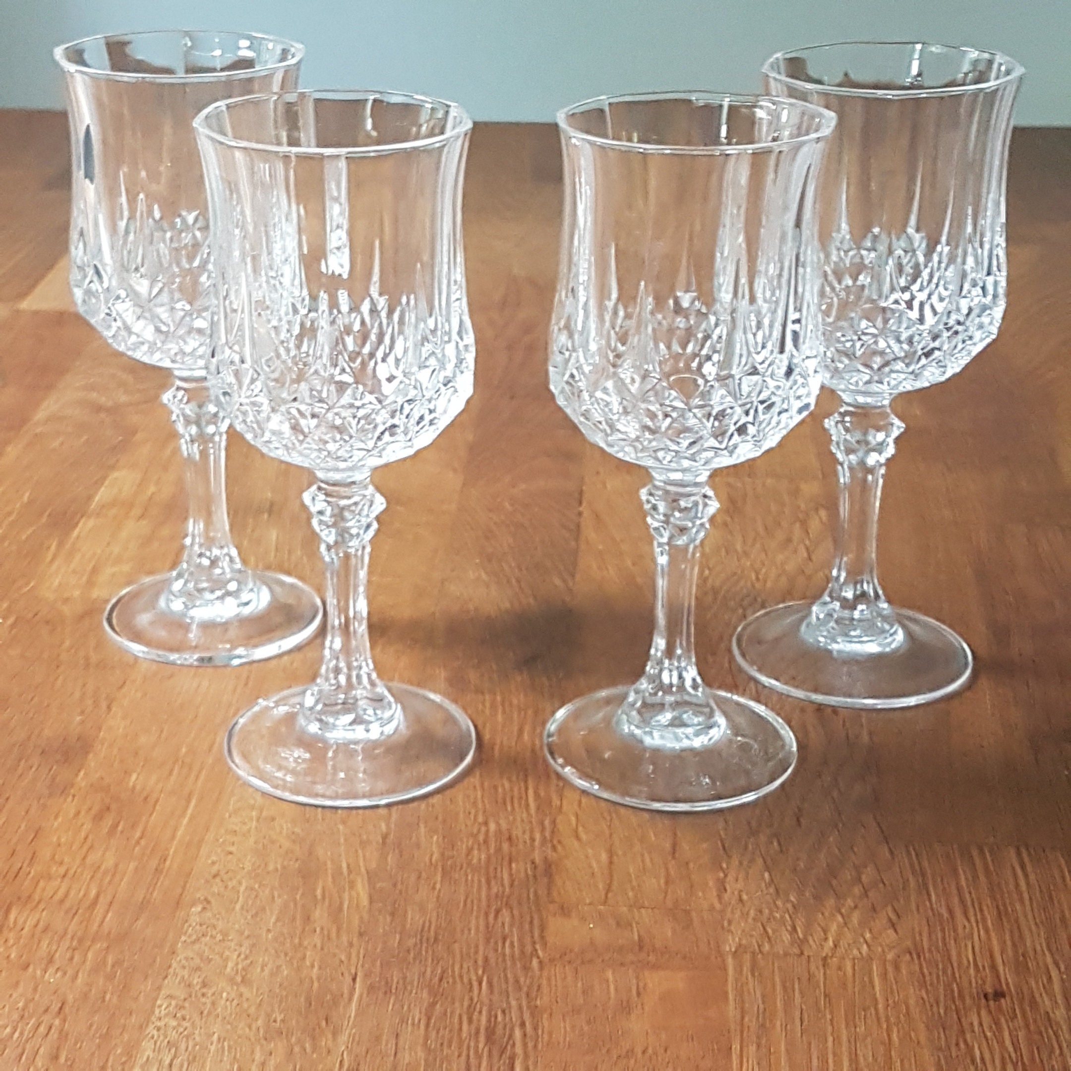 4 Vintage Cristal D'ArquesDurand, 24 Lead Crystal Wine Glasses in
