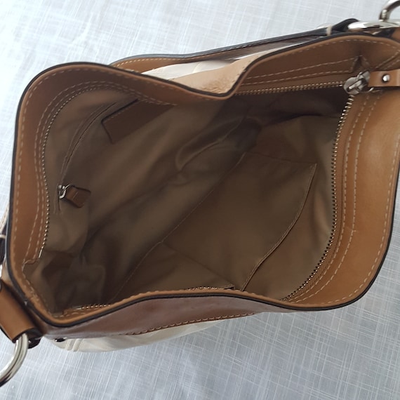 Vintage COACH C1082 F14711 Tan Beige ZOE Shoulder Bag Canvas with Tan Leather Trim Etsy