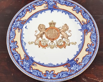 Royal Doulton Flow Blue Provence Lions British Royal Crest Plate