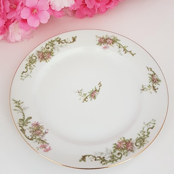 Vintage Limoges Porcelain Dinner Plates: Floral French Cottage Chic Set