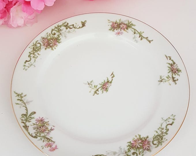 Vintage Limoges Porcelain Dinner Plates: Floral French Cottage Chic Set