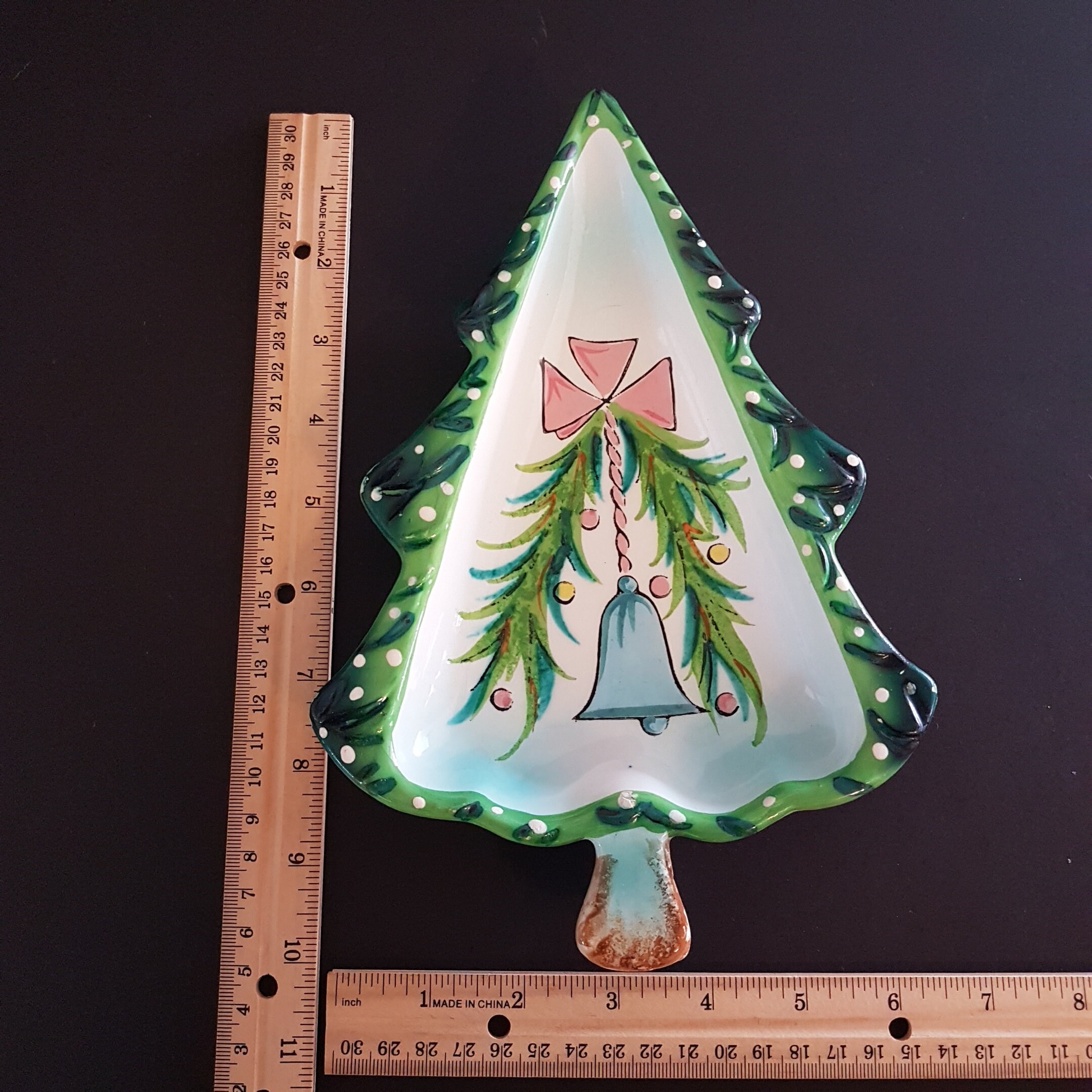 Vintage Christmas Tree Candy Dish, Japan, Mid Century Xmas Dish