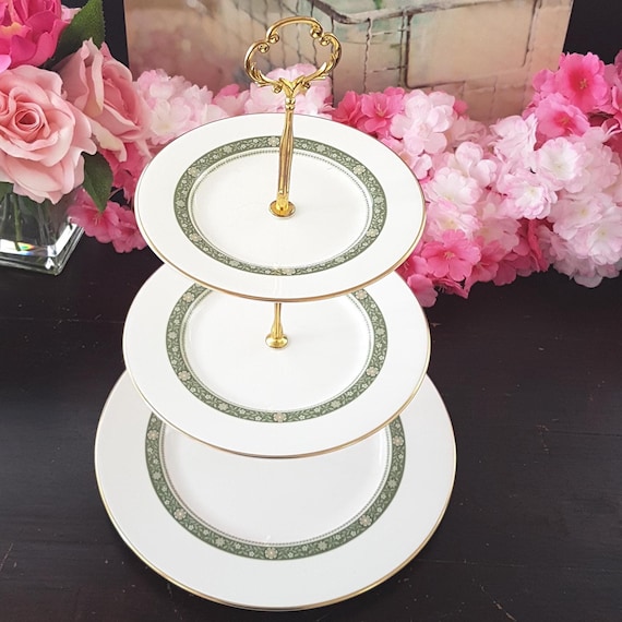 Wedding Gift Royal Doulton 3-Tier Cake Stand Vintage English Bone China Tiered Serving Tray