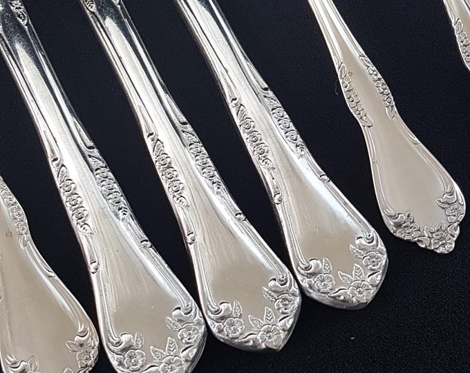 1960s Oneida Deluxe Chateau 5 Piece Stainless Steel Flatware Vintage Set for 3