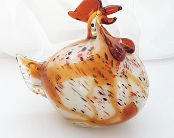 Handcrafted Glass Rooster Figurine: Farmhouse Decor, French Country Accent, Thanksgiving Centerpiece