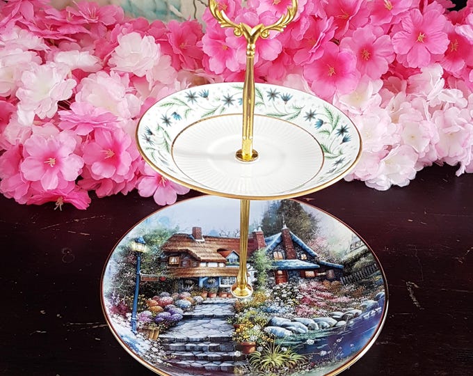 Elegant 2-Tier Bridgerton-Inspired Stand for Tea Parties, Desserts, and Jewelry Display