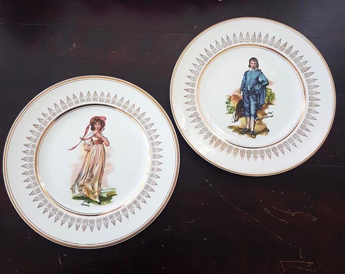Gainsborough Blue Boy and Pinky Girl 2pc Plate Set - 10inch Ironstone Dinner or Display Plates