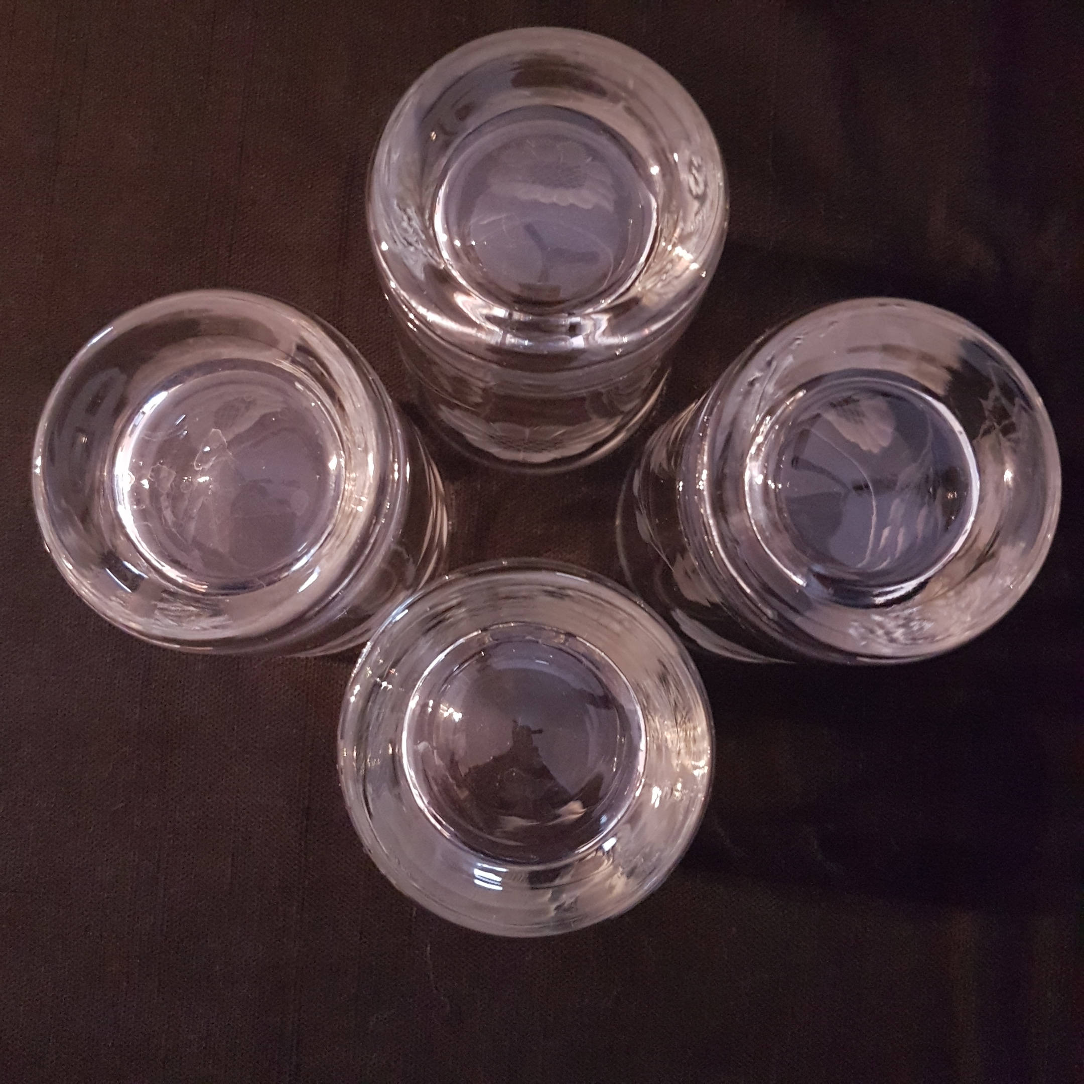 Cornflower Etched Juice Glasses, Set of Four