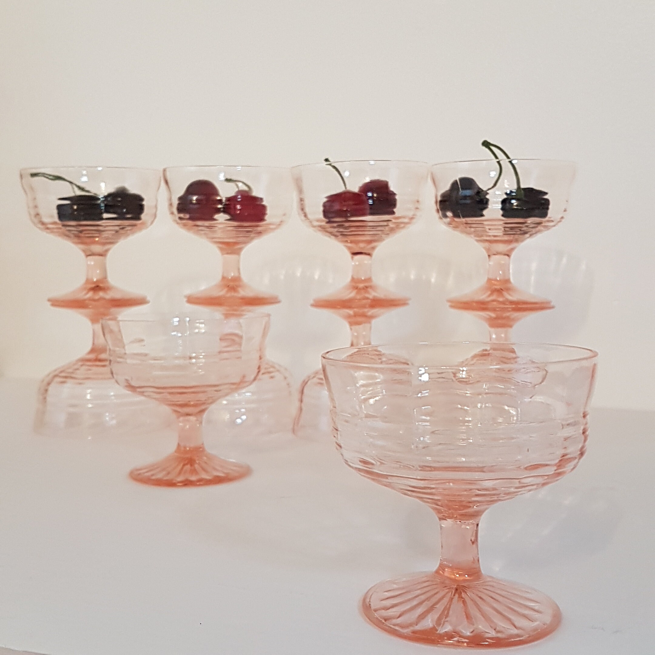 Pink Depression Era Anchor Hocking Glass Pedestal Dessert Cup, Ice