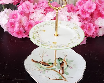 Elegant 2-Tier Bridgerton-Inspired Stand for Tea Parties, Desserts, and Jewelry Display