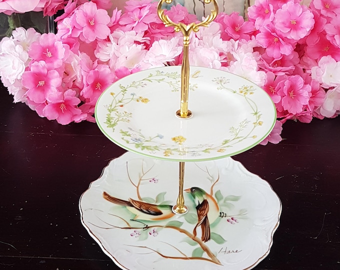 Elegant 2-Tier Bridgerton-Inspired Stand for Tea Parties, Desserts, and Jewelry Display