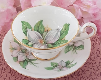 Royal Stafford White Trillium Vintage Tea Cup and Saucer with Gift Options