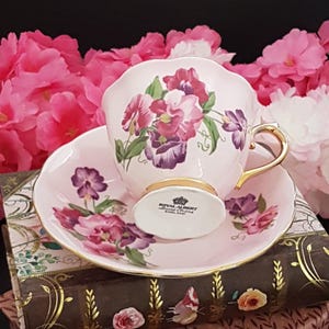 Vintage Royal Albert Sweet Pea Tea Cup Set: English Bone China