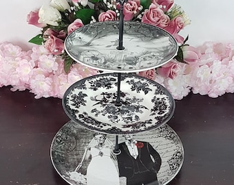 3 Tier Black Tiered Stand for Spooky Halloween Party Decor and Serving