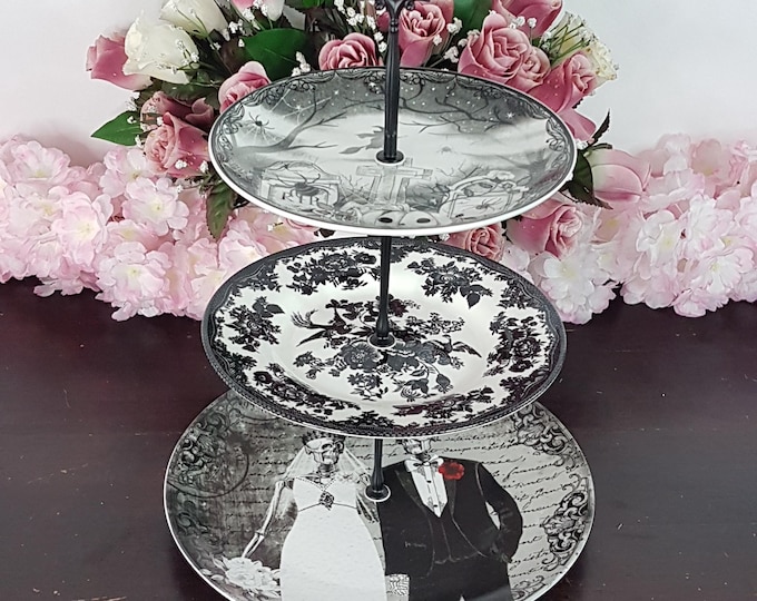 3 Tier Black Tiered Stand for Spooky Halloween Party Decor and Serving