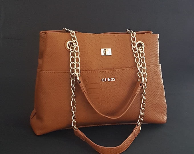 GUESS Sophia Brown Shoulder Bag Catch-All, Faux Leather