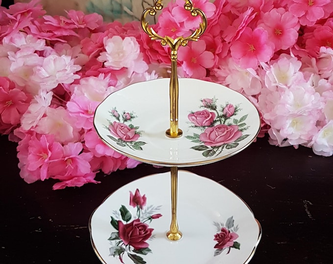 Elegant 2-Tier Bridgerton-Inspired Stand for Tea Parties, Desserts, and Jewelry Display