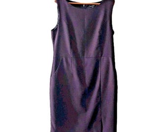 Vintage Le Chateau Purple Black Houndstooth Sleeveless Sheath Dress