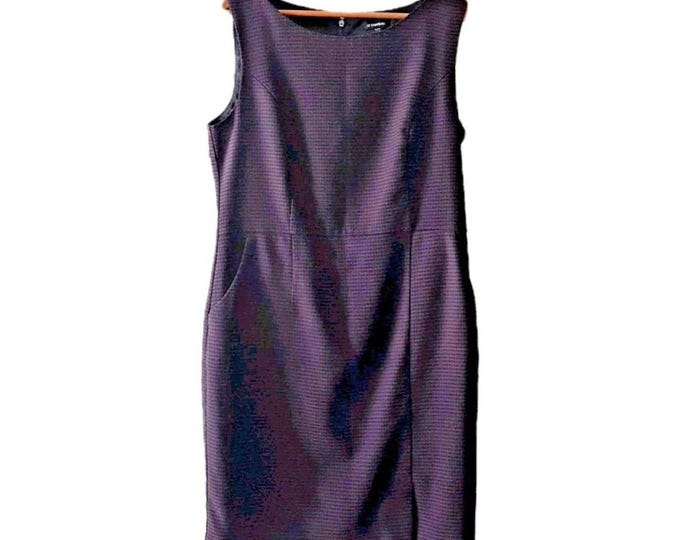 Vintage Le Chateau Purple Black Houndstooth Sleeveless Sheath Dress