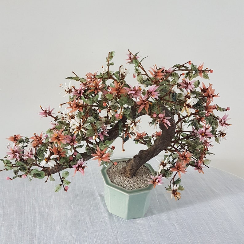 Huge Vintage Glass Bonsai Tree 23 X 19 Inch 15 Pounds Pink Etsy