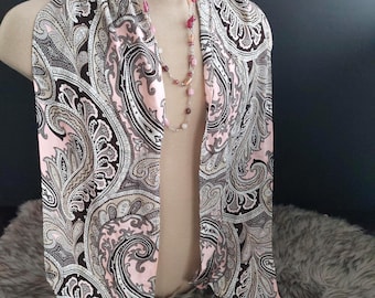 Michael Kors Pink Brown Paisley Vintage Silk Scarf