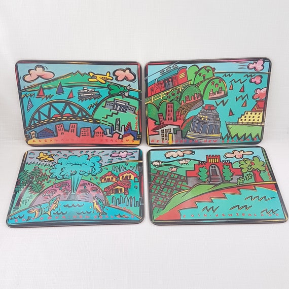 Christine Harrison for Jason New Zealand Cities Placemats, 8 x 11 inch, Set of 4