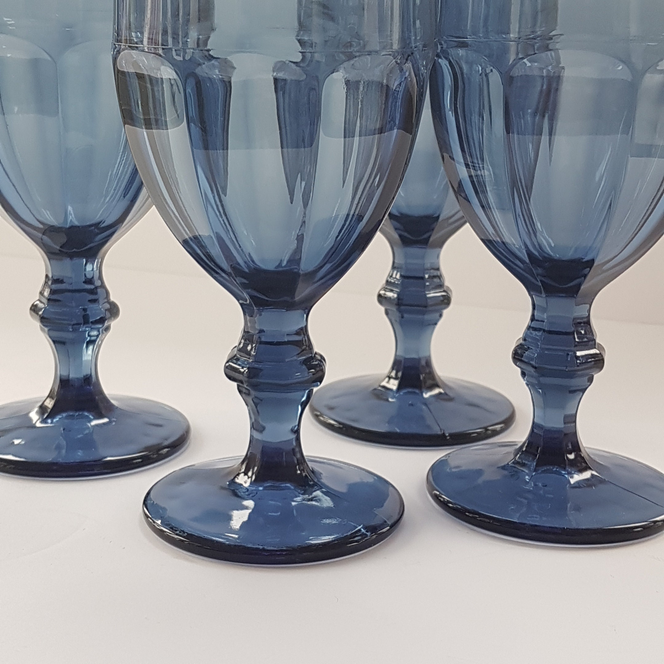 Vintage Libbey Champagne Glasses in Connoisseur Blue, Set of 4 - Ruby Lane