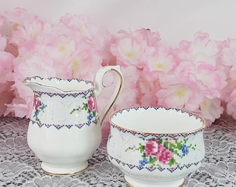 Royal Albert Petit Point Cream Sugar Set