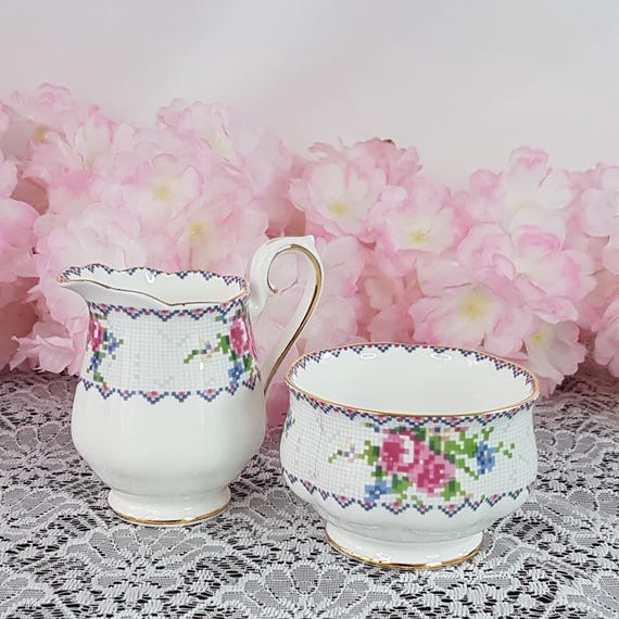 Royal Albert Petit Point Cream Sugar Set