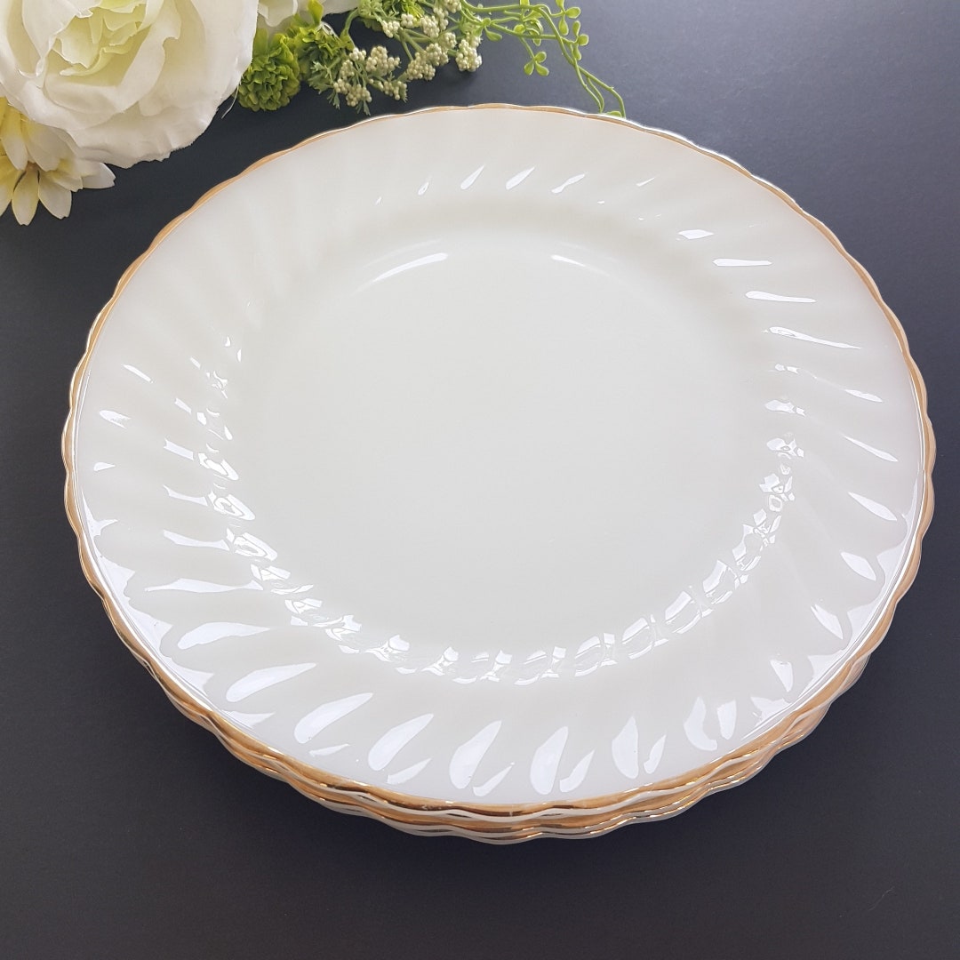 Milk Glass Dinner Plates, Oven Proof Dinnerware by Anchor Hocking